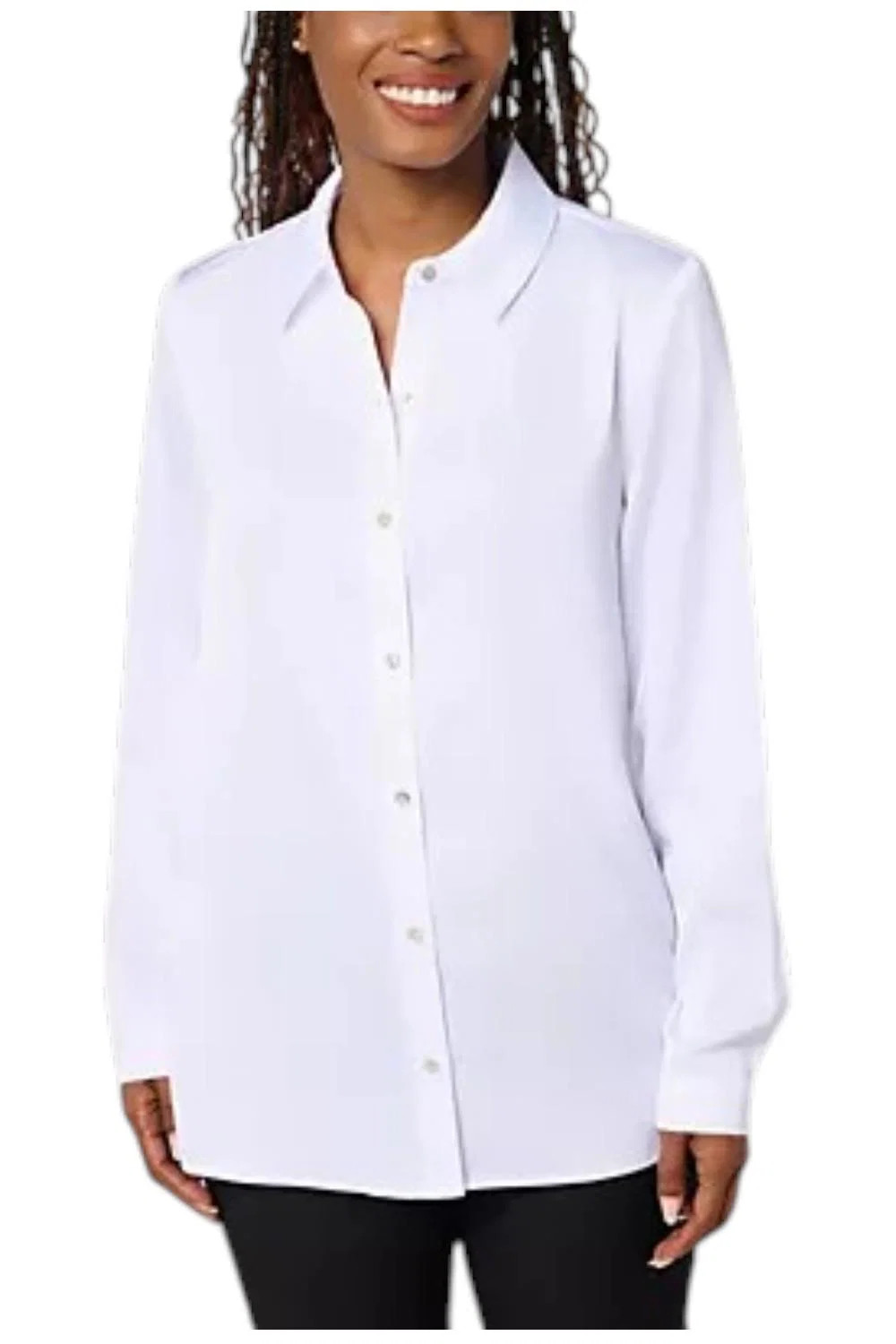 nicole by Nicole Miller Women’s Boyfriend Blouse Brilliant White