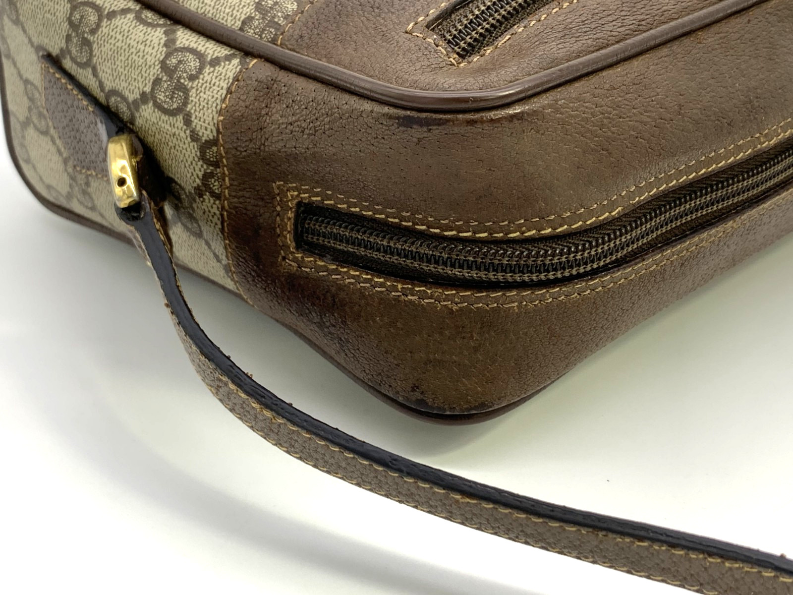 GUCCI VINTAGE Ophidia Shoulder Bag Web Stripe Logo Brown Classic Rare Authentic