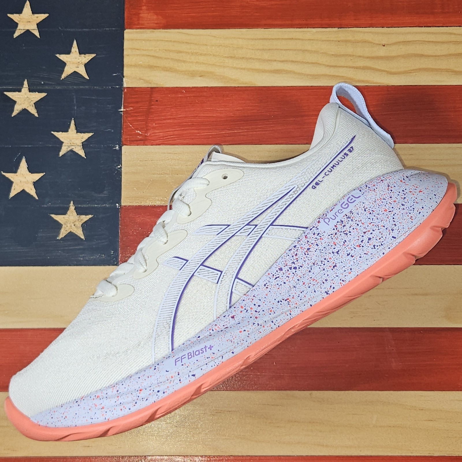 Asics Gel Cumulus 27 TOKYO CREAM/PURPLE Running Shoe SAMPLE [1012B955.500] Wmn 8