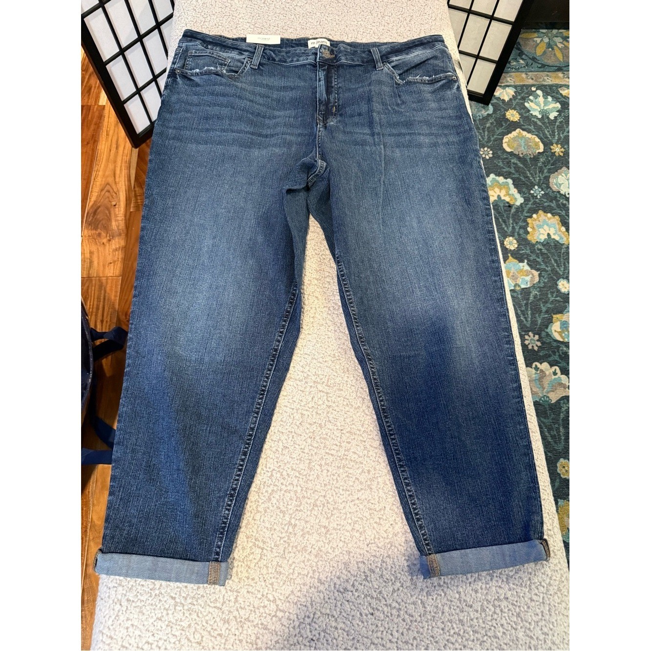 👖 Maurices m jeans Slim Straight Cuffed Jeans NWT • 22W Long • Medium Wash