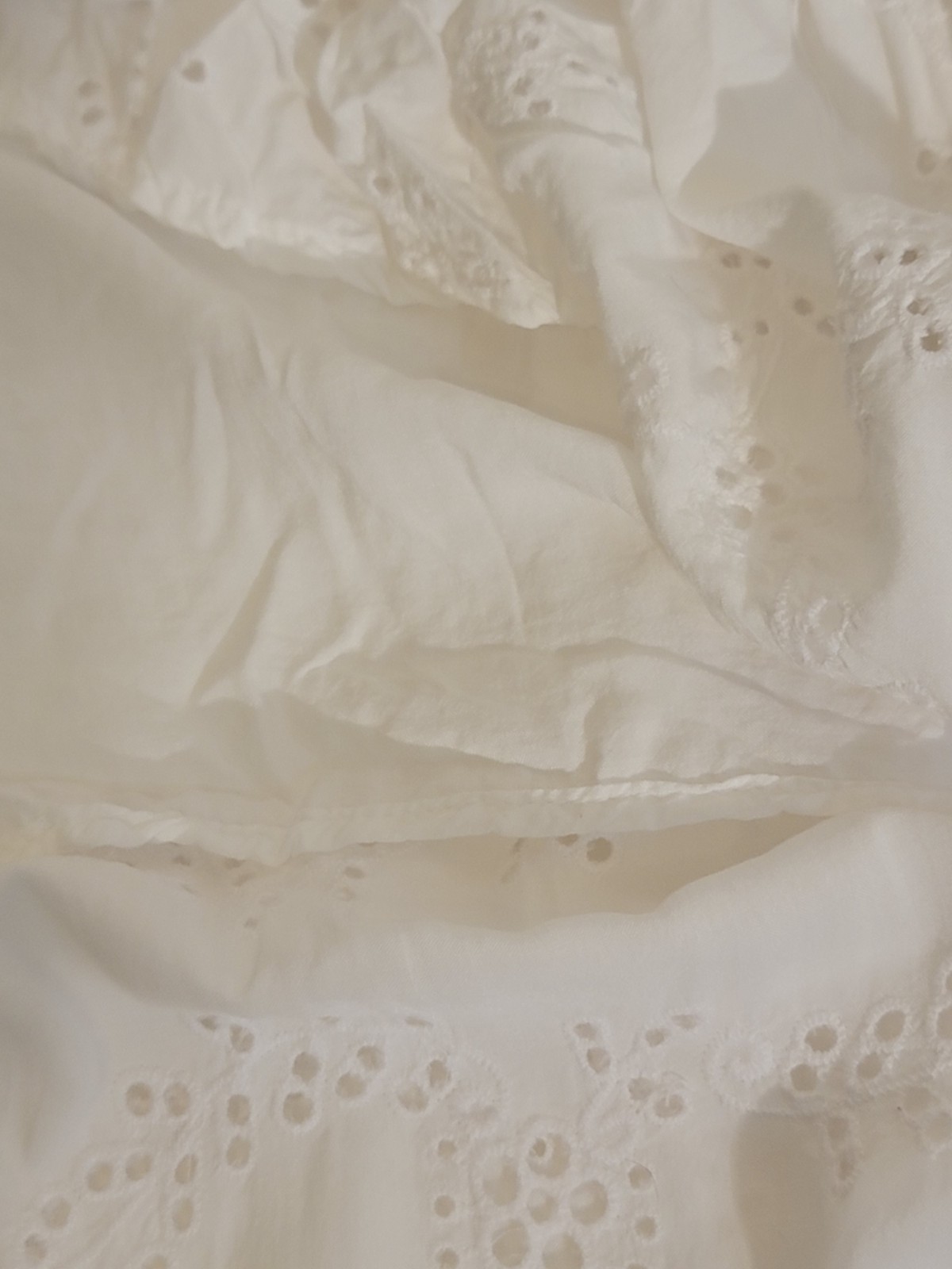 YFB Set Womens Medium White Eyelet Blouse & Skirt Lined 100% Rayon Hand Wash