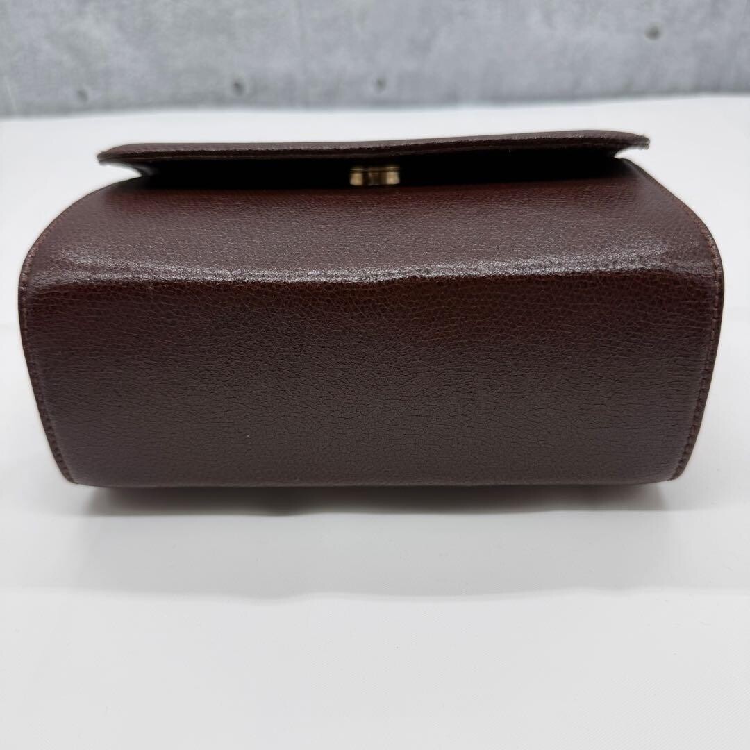 MaxMara Brown Leather 2Way Mini Top Handle Crossbody Flap Bag Italy Gold Logo