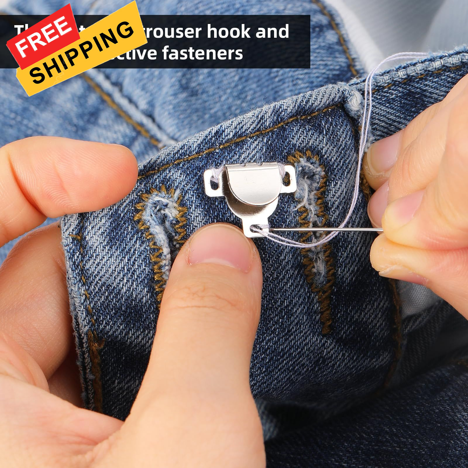 10 Set Hooks and Eyes Closure for Trousers, Skirt, Dress, One Size, Silver