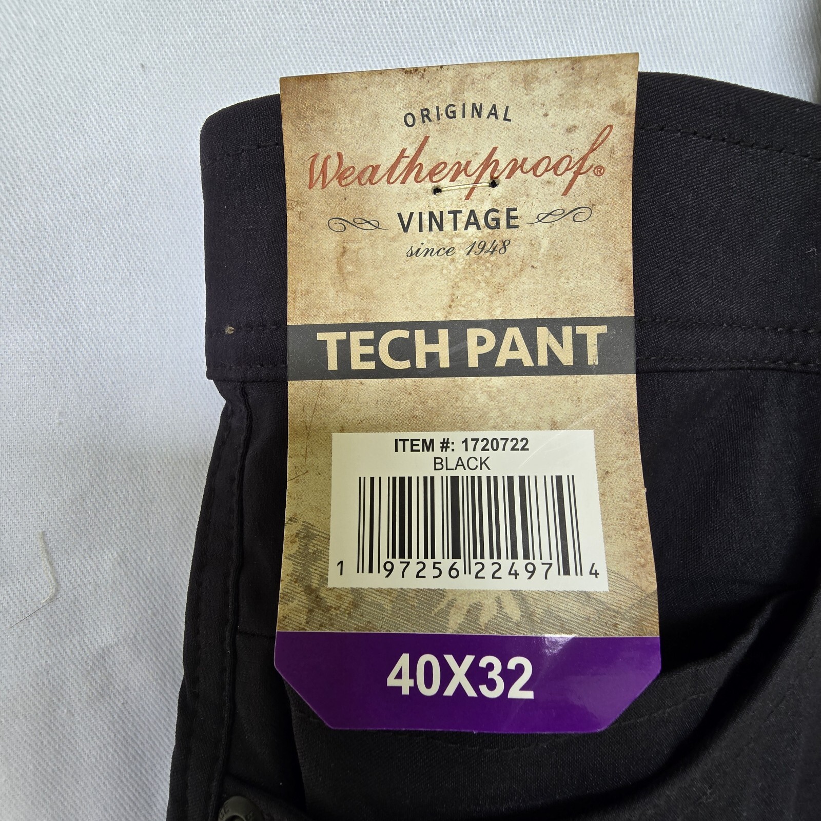 Weatherproof Vintage Men’s 40×32 Tech Pants Black NWT