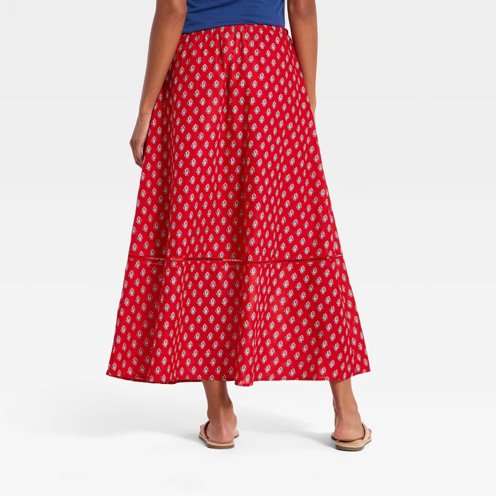 Women Maxi Full Skirt – Universal Thread Red Floral M