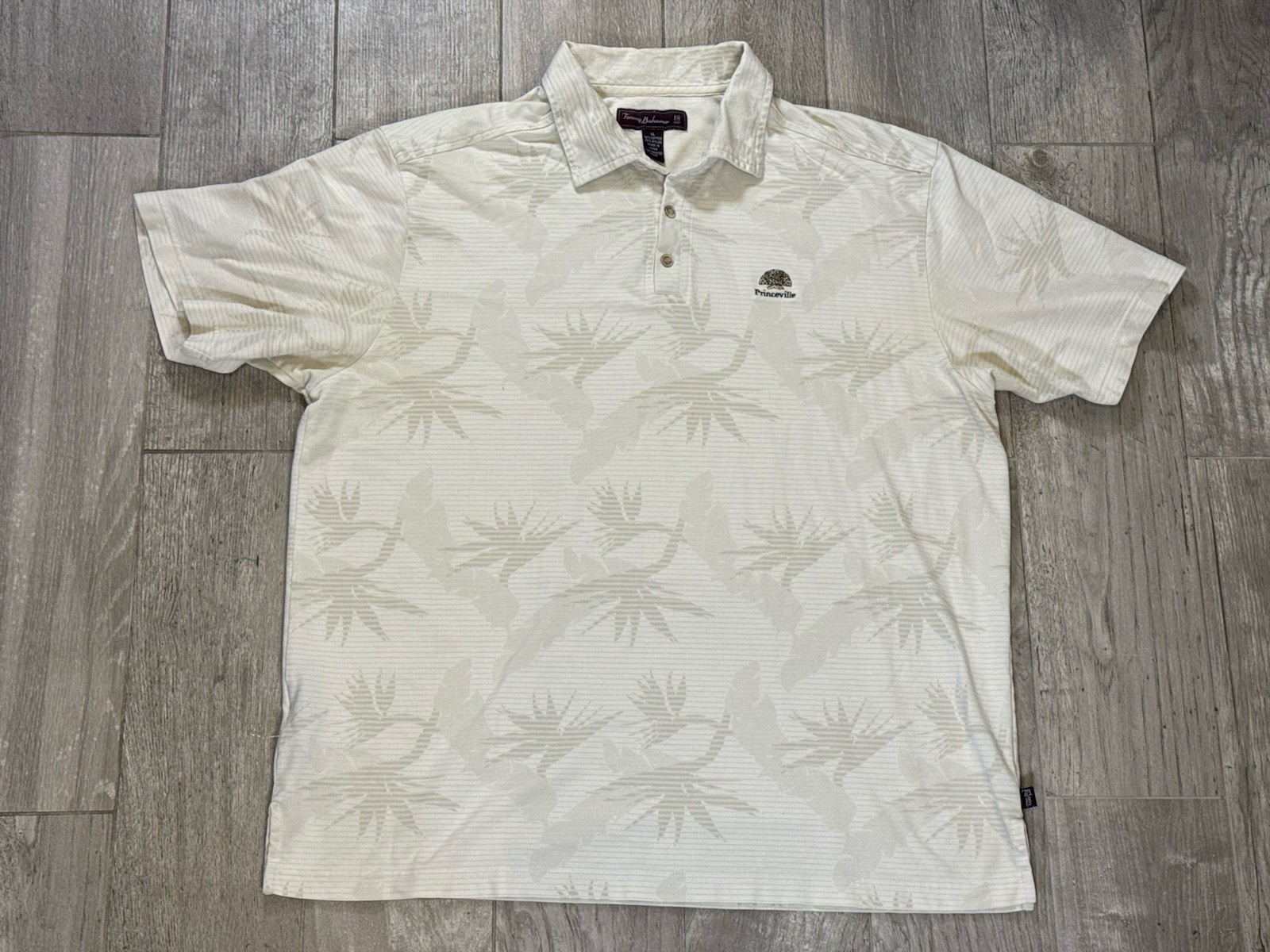 Tommy Bahama 18 Golf Polo Shirt Mens XL White Princeville Resort Tonal Jacquard