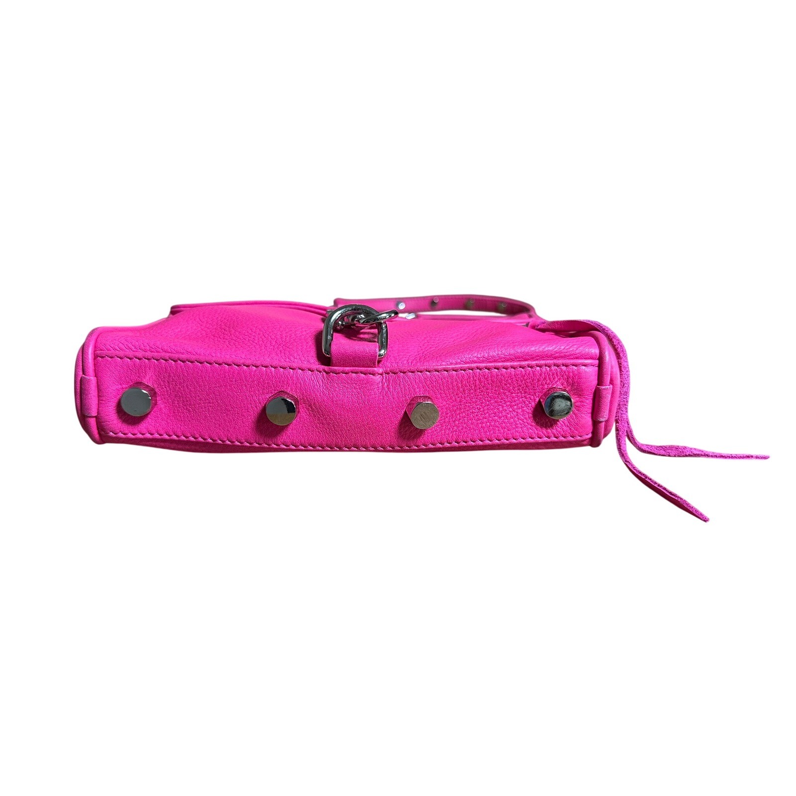 Rebecca Minkoff Mini MAC Crossbody HandBag Purse Neon Pink Leather Silver