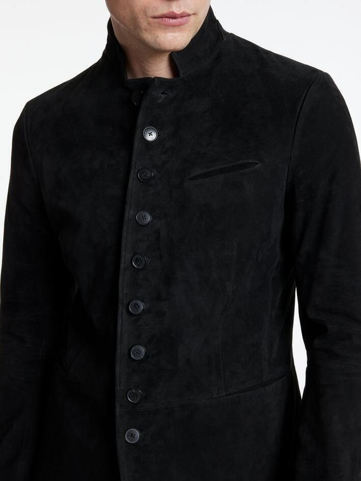 CELEBRITY New Men’s Black Suede Jacket 100% Soft Sheepskin Style Slim Fit Jacket