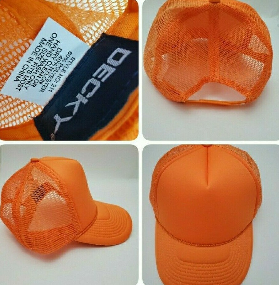 Decky Cap Orange Mesh Back Adjustable Snap Back One Size Fit Most