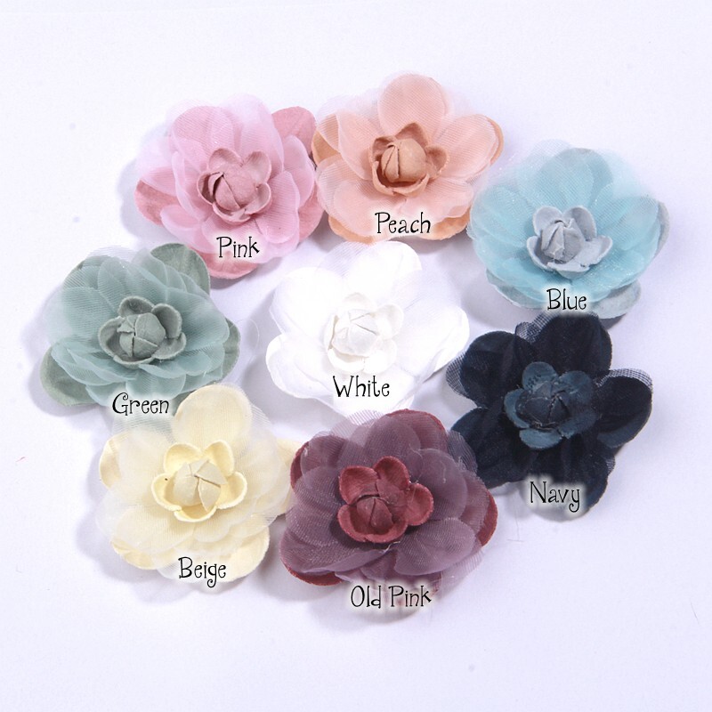 4cm Handmade Chiffon Multilayer Fabric Cored Flowers For DIY Hair Accessories Ha