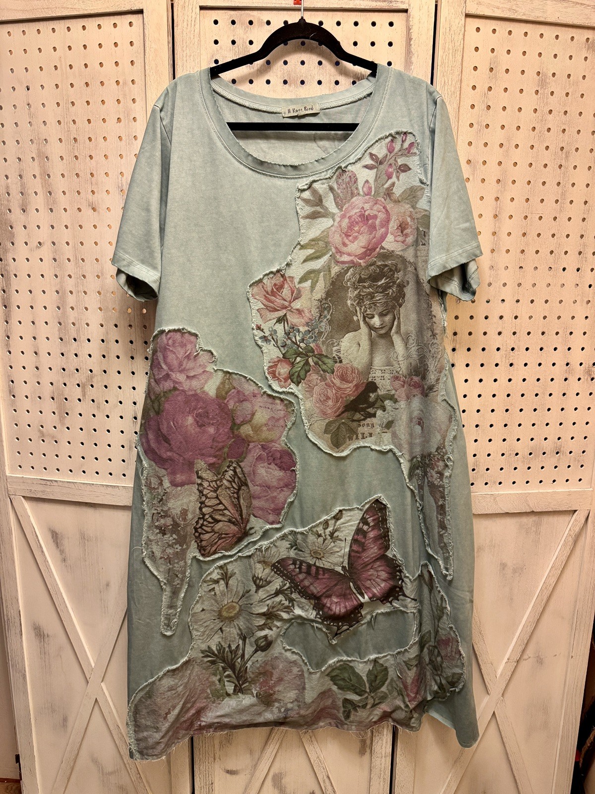 A Rare Bird Butterfly & Roses Patches T-Shirt Dress – One Size