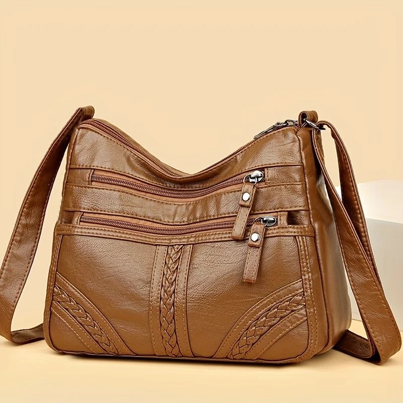 Women’s Soft Leather Crossbody Bag, 2026 Retro Multi-pocket Shoulder Handbag USA