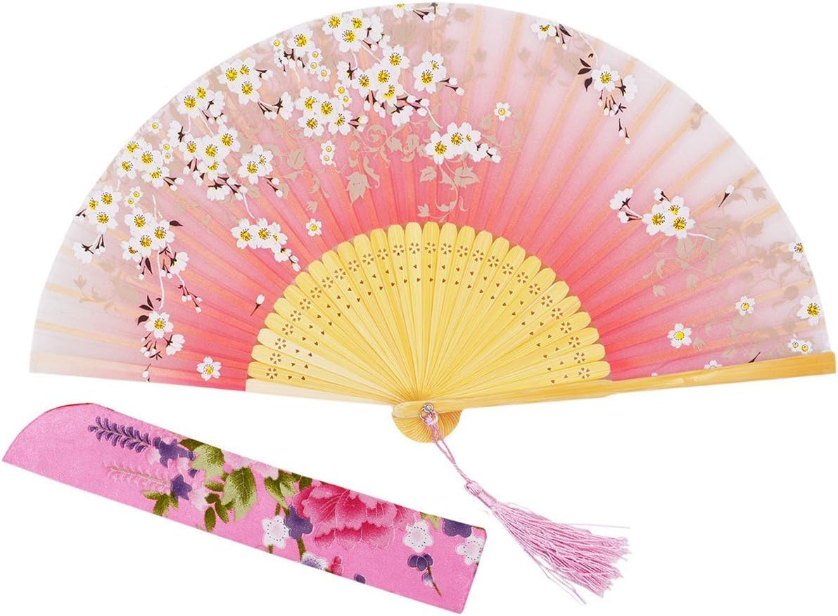 Charming Elegant Modern Woman Handmade Bamboo Silk 8.27″ (21Cm) Folding Fan Pock