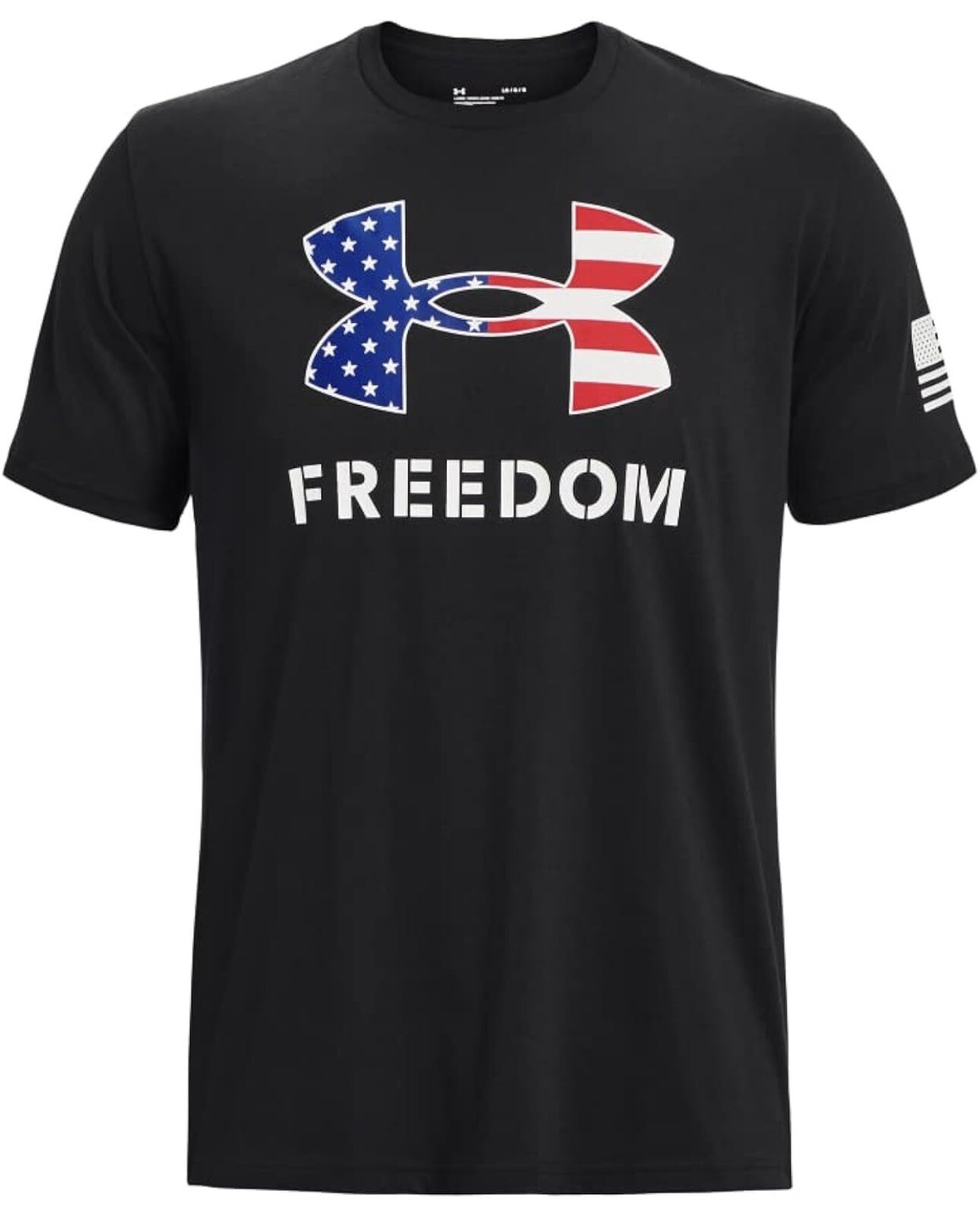 Under Armour Mens UA Freedom Flag Logo T-Shirt Sz Medium Black USA Patriotic Tee