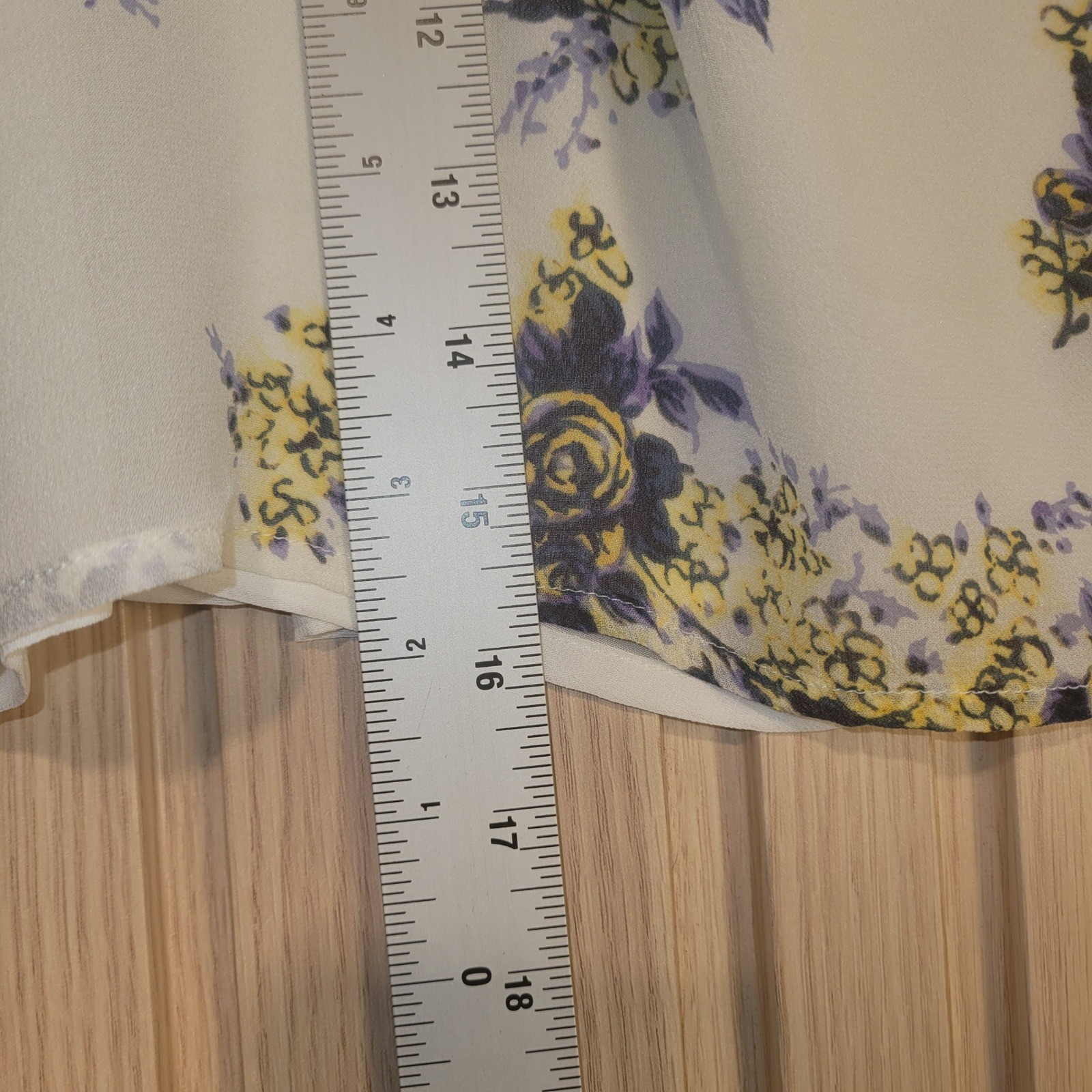 Joie Silk Cold Shoulder Floral Blouse Ivory Purple Yellow Rose Print Size L