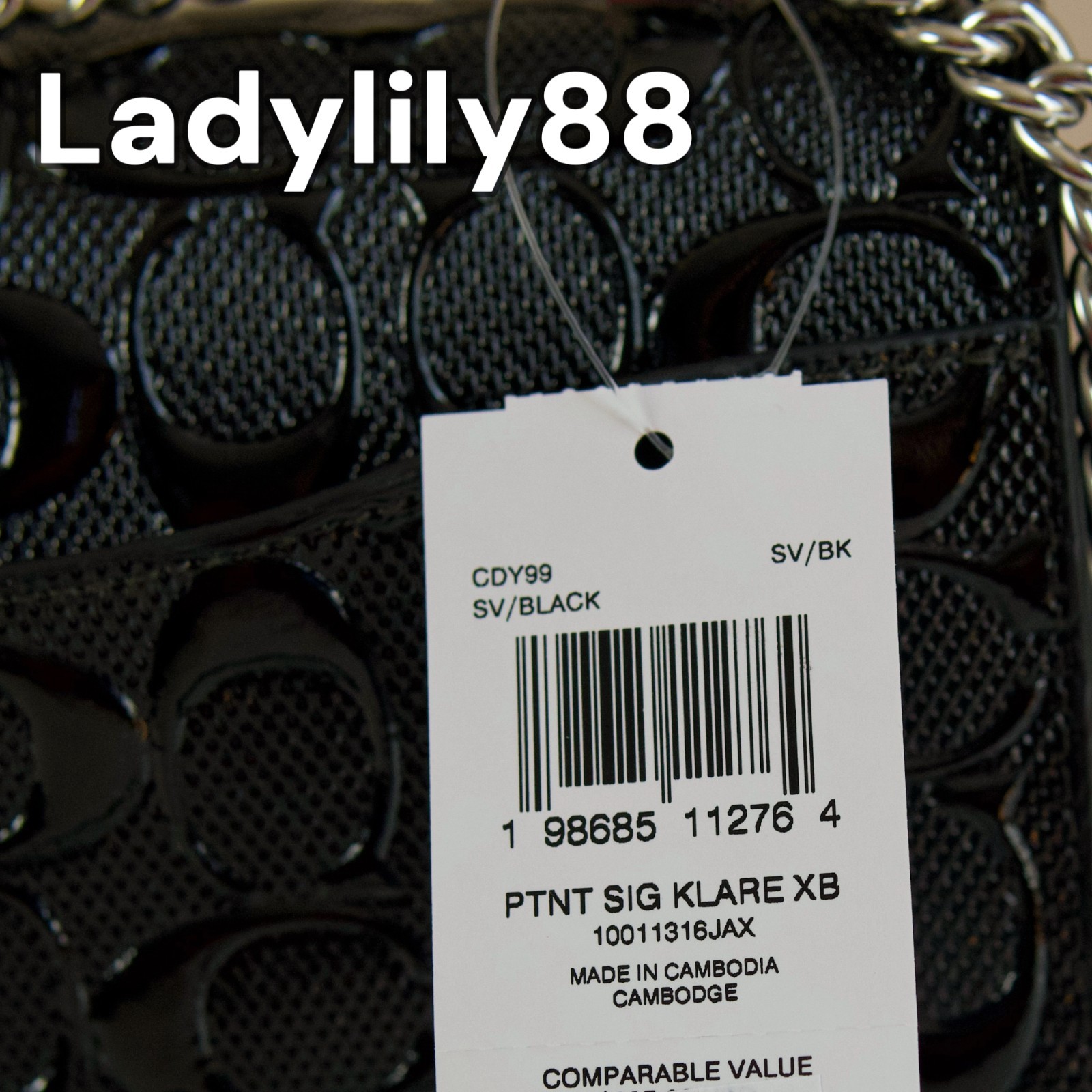 NWT Coach CDY99 Klare Crossbody Bag In Signature Patent Leather Smooth Leather