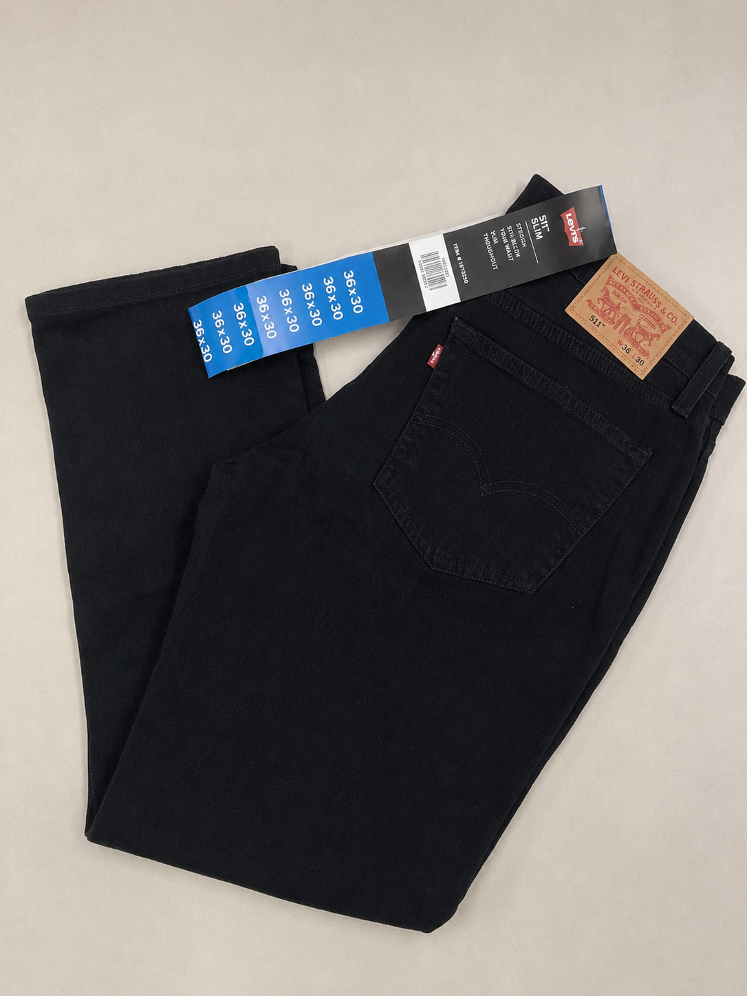 Levi’s 511 Slim Stretch Jeans Men’s 36×30 Black NWT Slim Fit Denim Pant