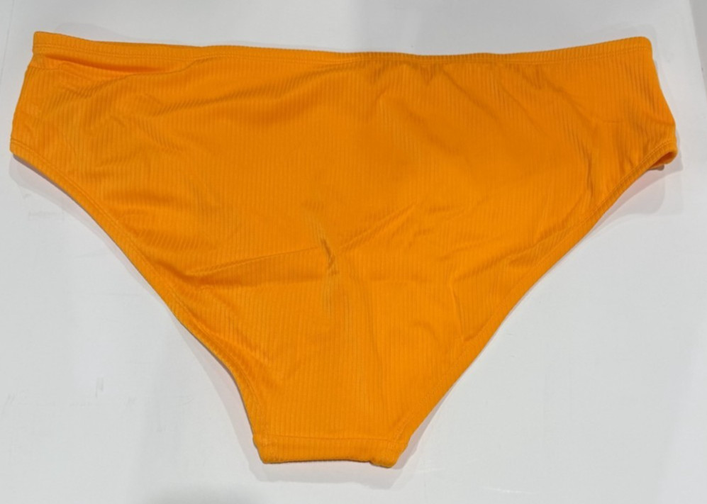 Women’s Ribbed Scoop Front High Leg Cheeky Bikini Bottom – Wild Fable Orange 1X