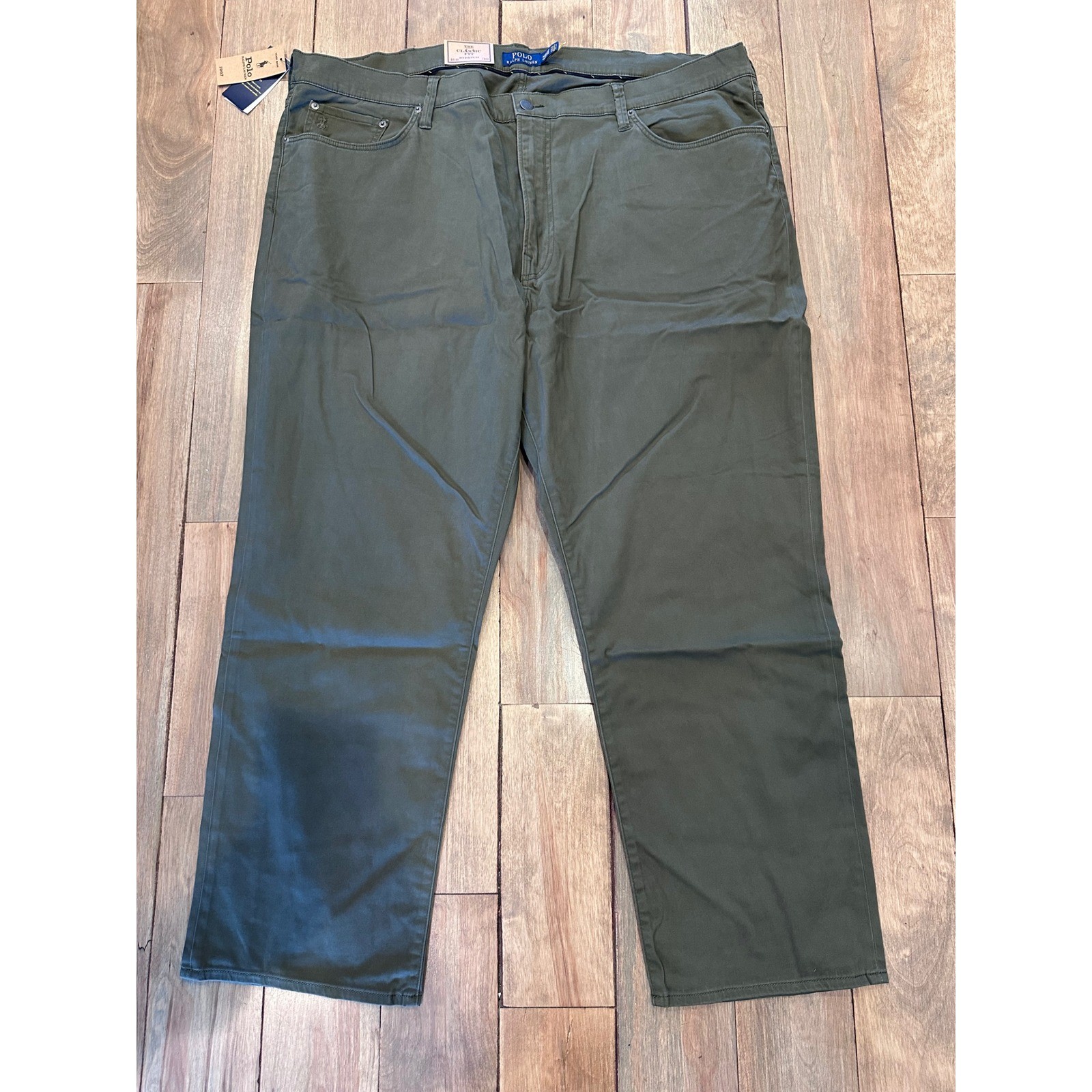 Polo Ralph Lauren Men 46B x 30 Green Classic Fit Stretch Chino Pants NWT
