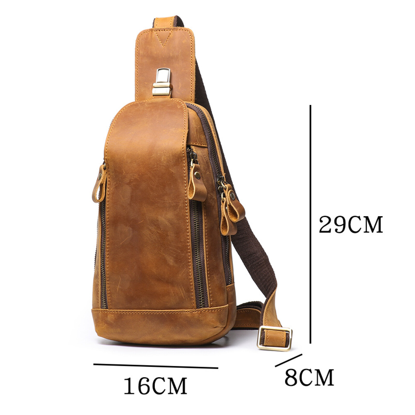 Men’s Leather Sling Bag Chest Crossbody Shoulder Pack Vintage Style Everyday Use