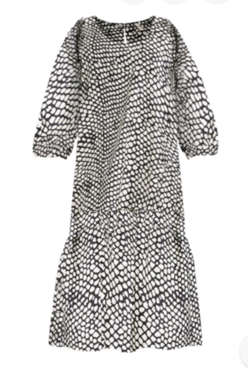 Banana Republic Black and White Volume Sleeve Midi Dress – NWT