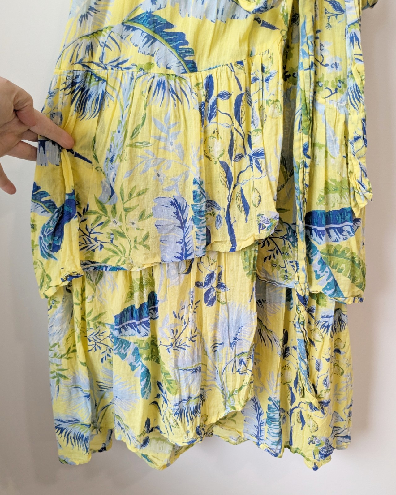 Banjanan Mercy Wrap Ruffled Cotton Voile Printed Midi Dress Sunshine Yellow M