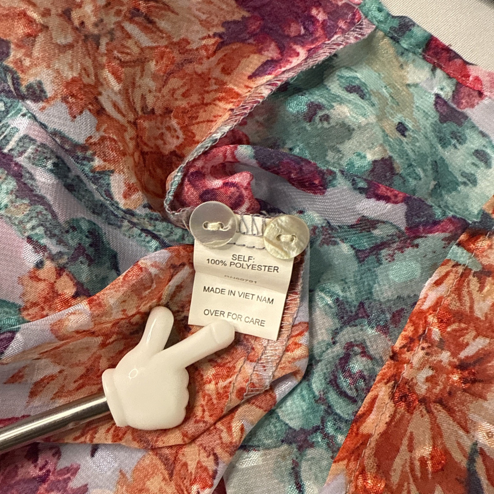 Fig & Flower Multi Color Floral Boho Festival Balloon Sleeve Blouse Colorful S