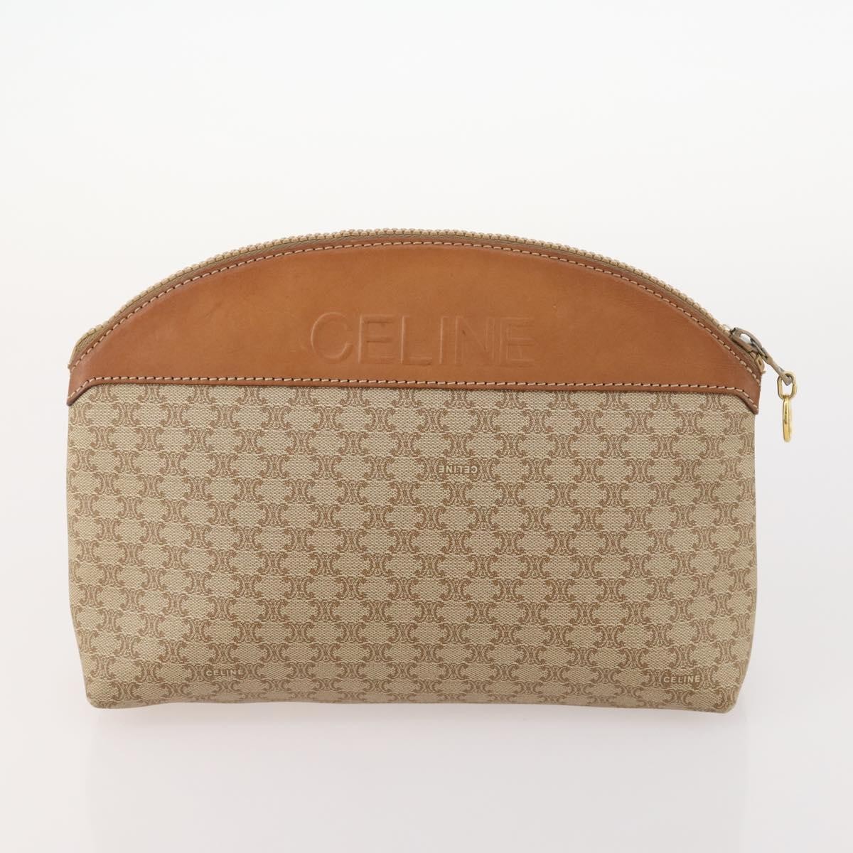 CELINE Macadam Canvas Clutch Bag PVC Leather 3 Set Brown Black beige Auth 173683