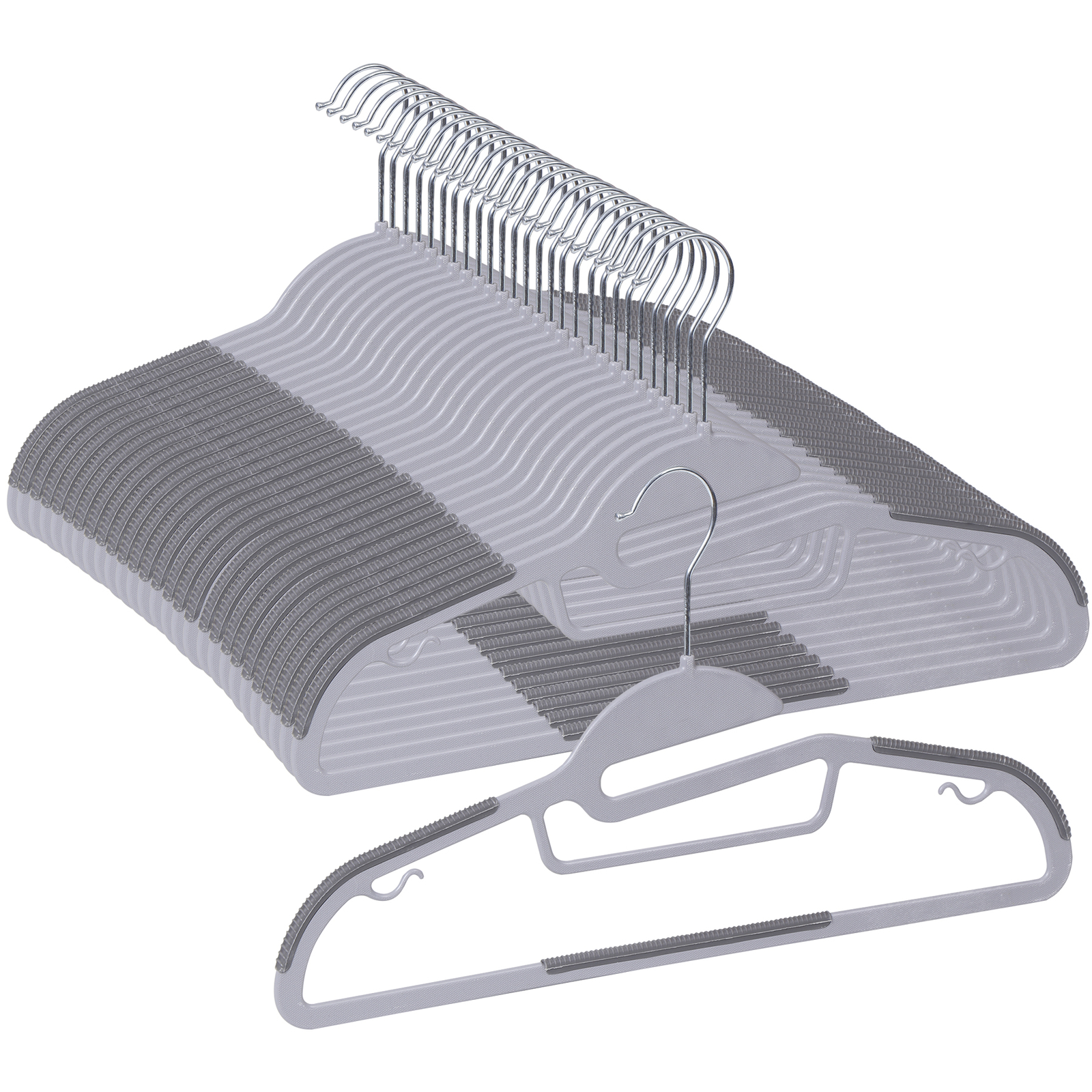 50 Pack Heavy Duty Plastic Hangers Non Slip Clothes Hangers for Coats Pants Gray