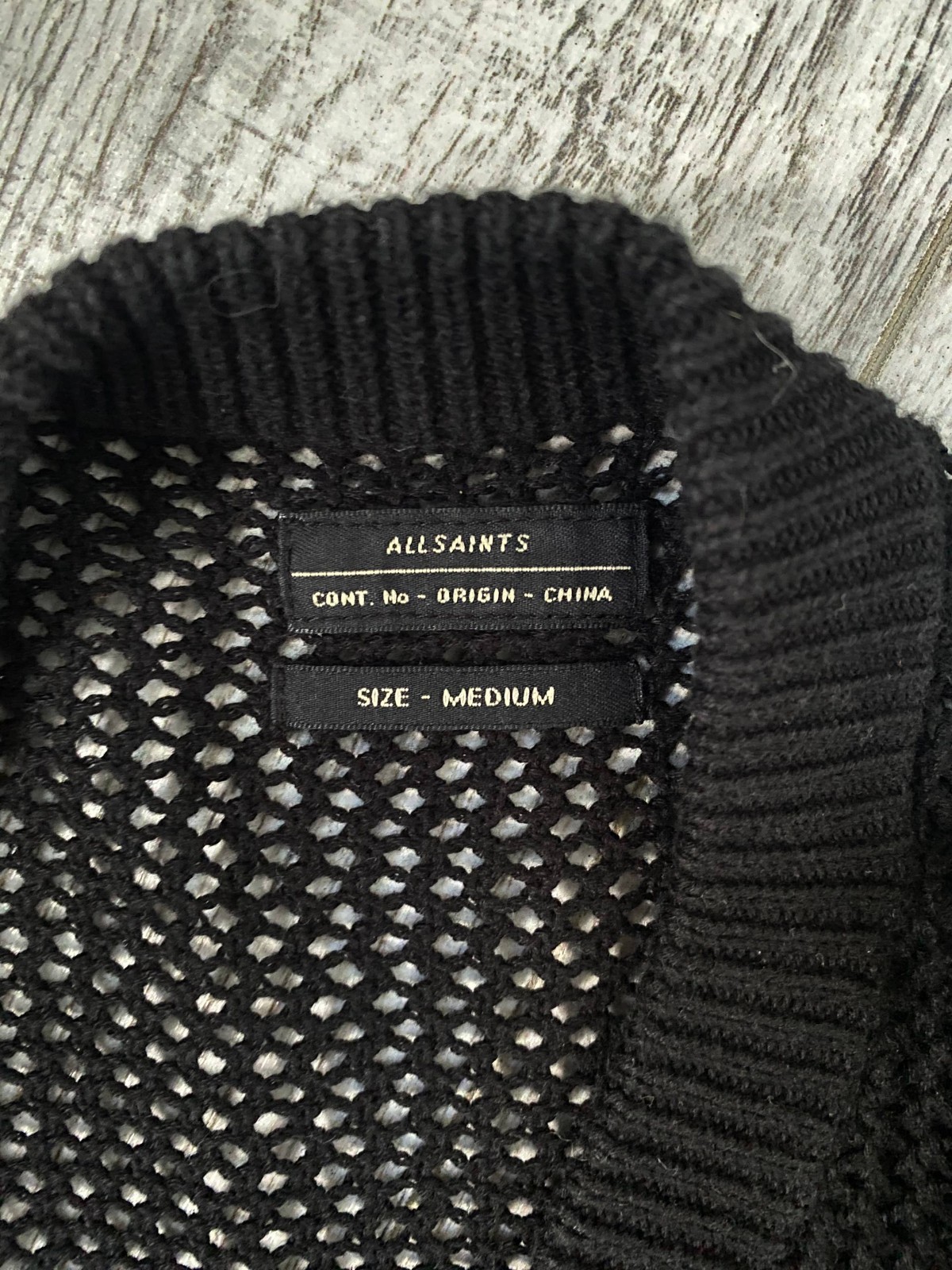 AllSaints Men’s Open Mesh Knit Sweater Cardigan Black Size Medium