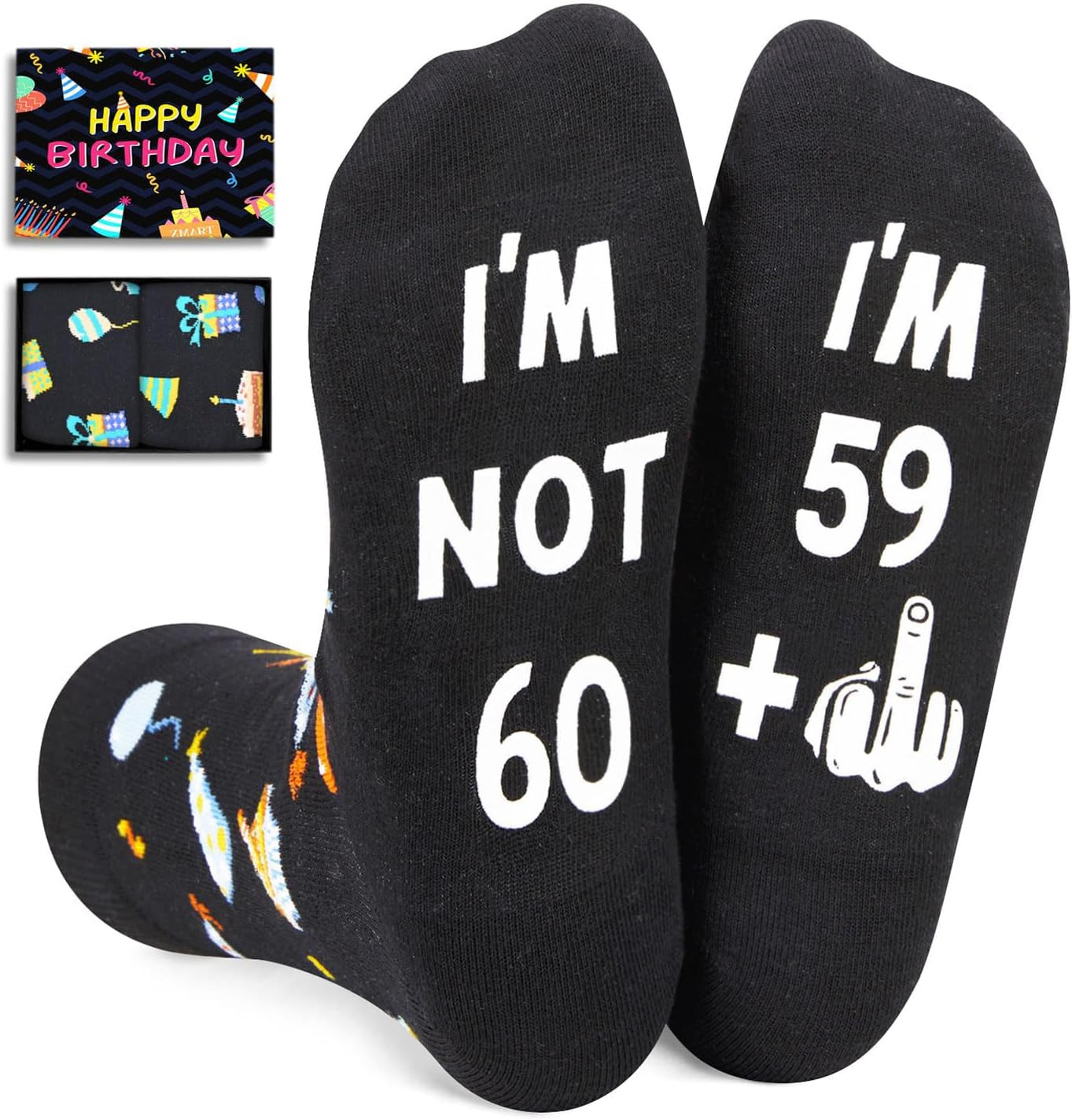 Zmart Birthday Socks – 30 40 50 60 Years Old Birthday Gifts for Men & Women