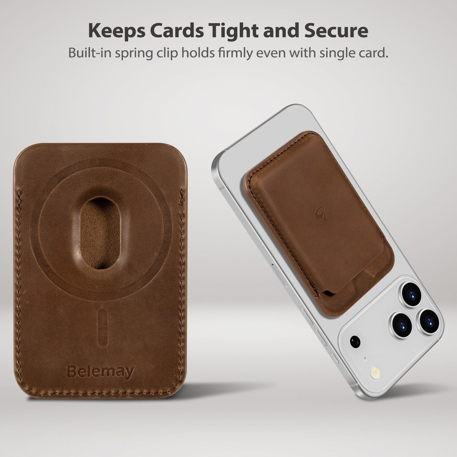 Slim Minimalist Leather Wallet for MagSafe, Magnetic Card Holder, Quick Access,