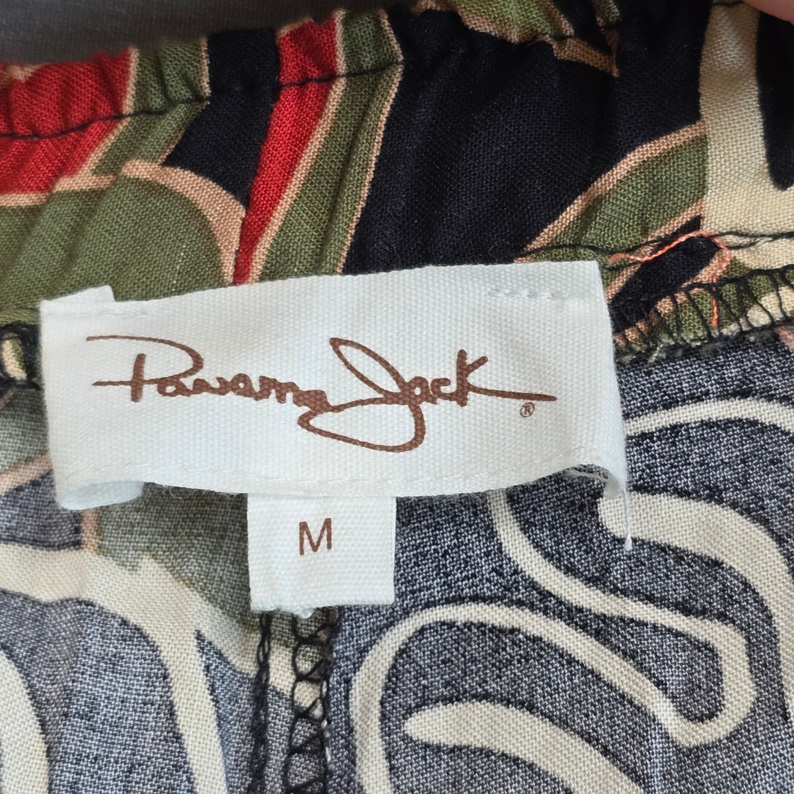 Panama Jack Medium Wide Leg Pants Black Tropical Leaf Print Casual Elastic Waist