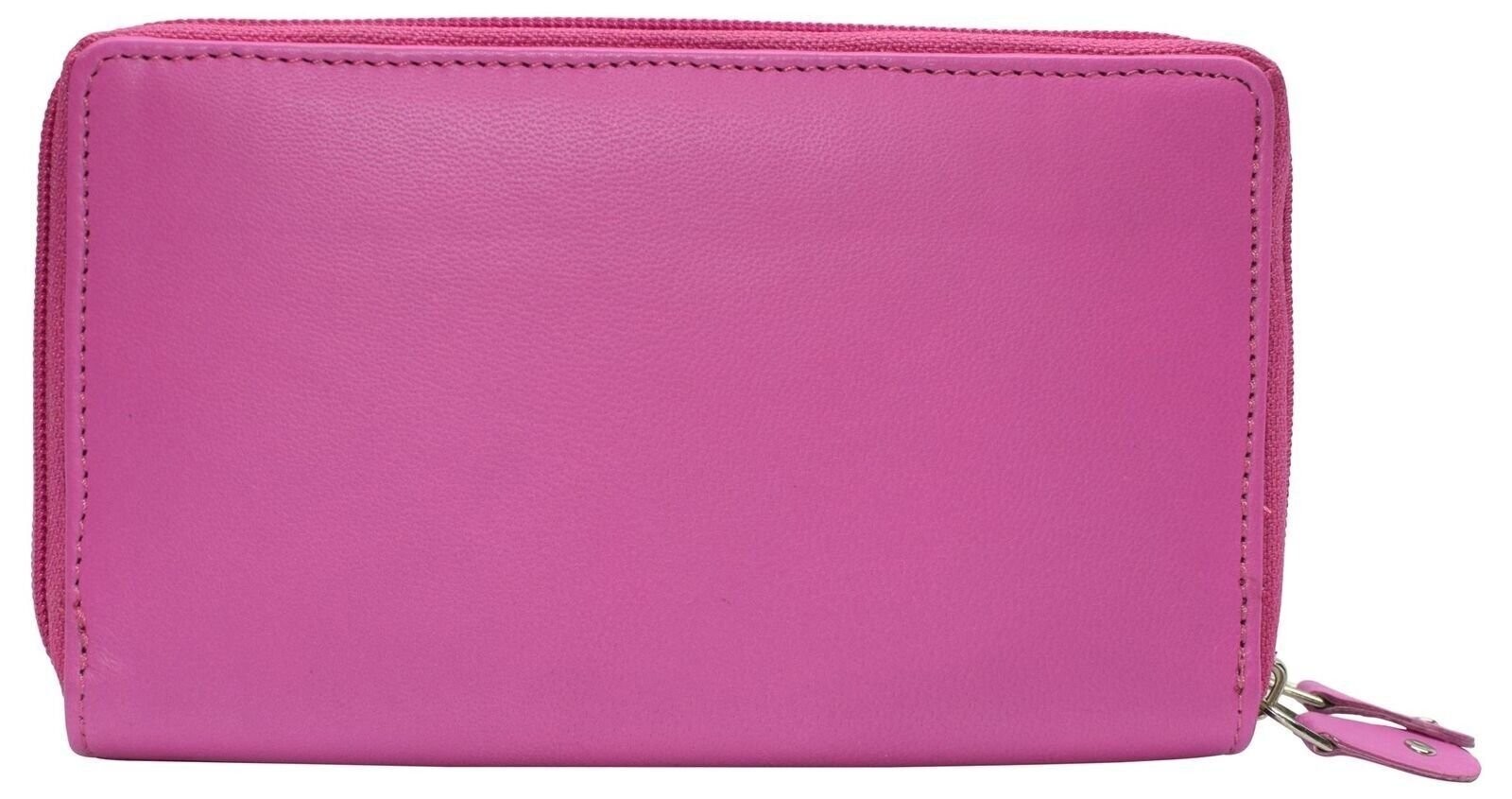 RFID Blocking Double Zipper Smartphone Genuine Leather Large Women’s Wallet Hot