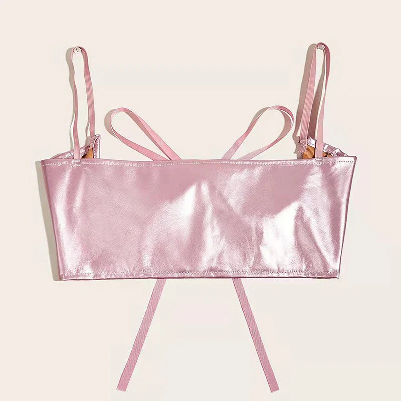 Metallic Stretchy PU Underbust Corset Baby Pink Gothic Alternative
