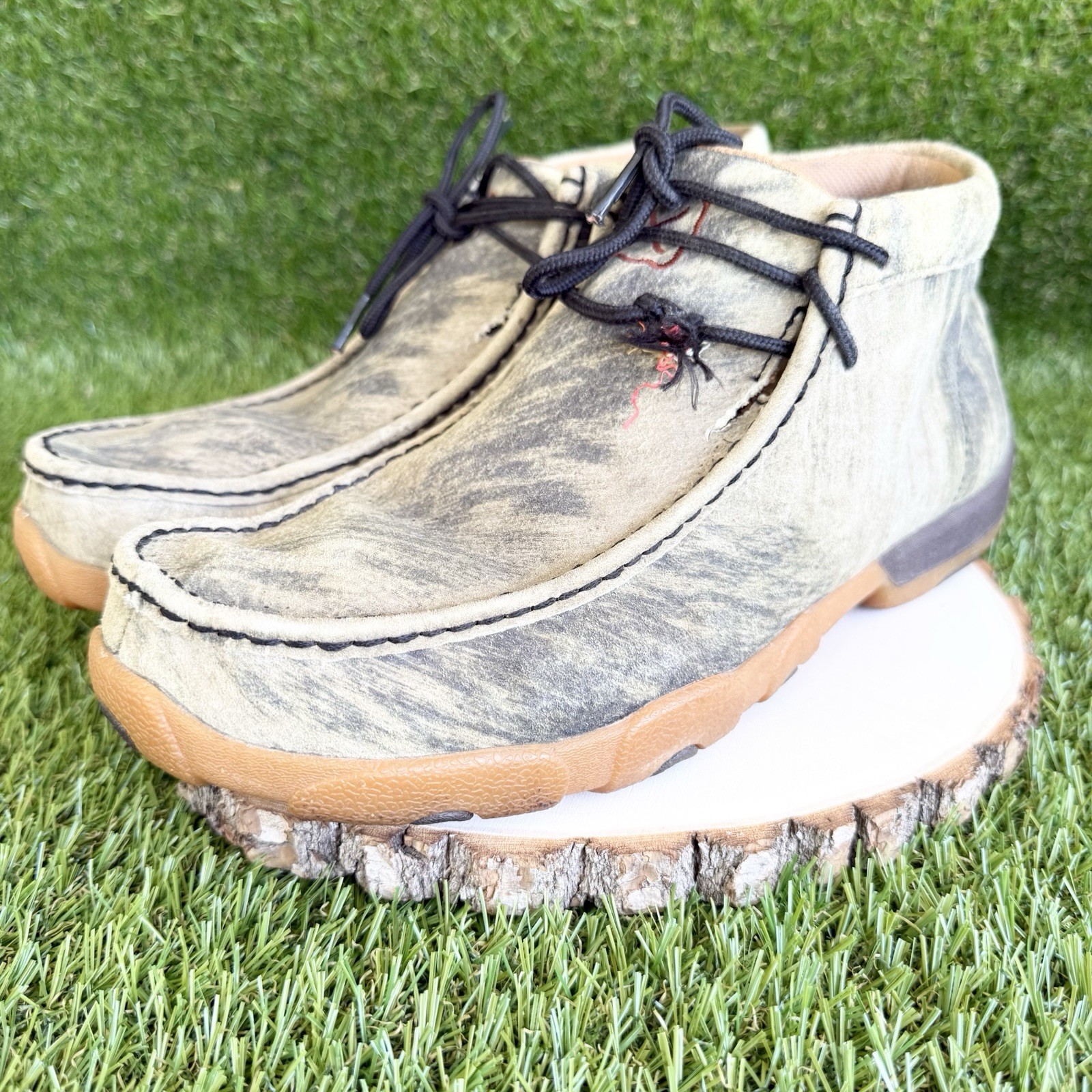 Twisted X Distressed Chukka Boots Mens 9M MDM0032 Brown Hyena Driving Moccasin