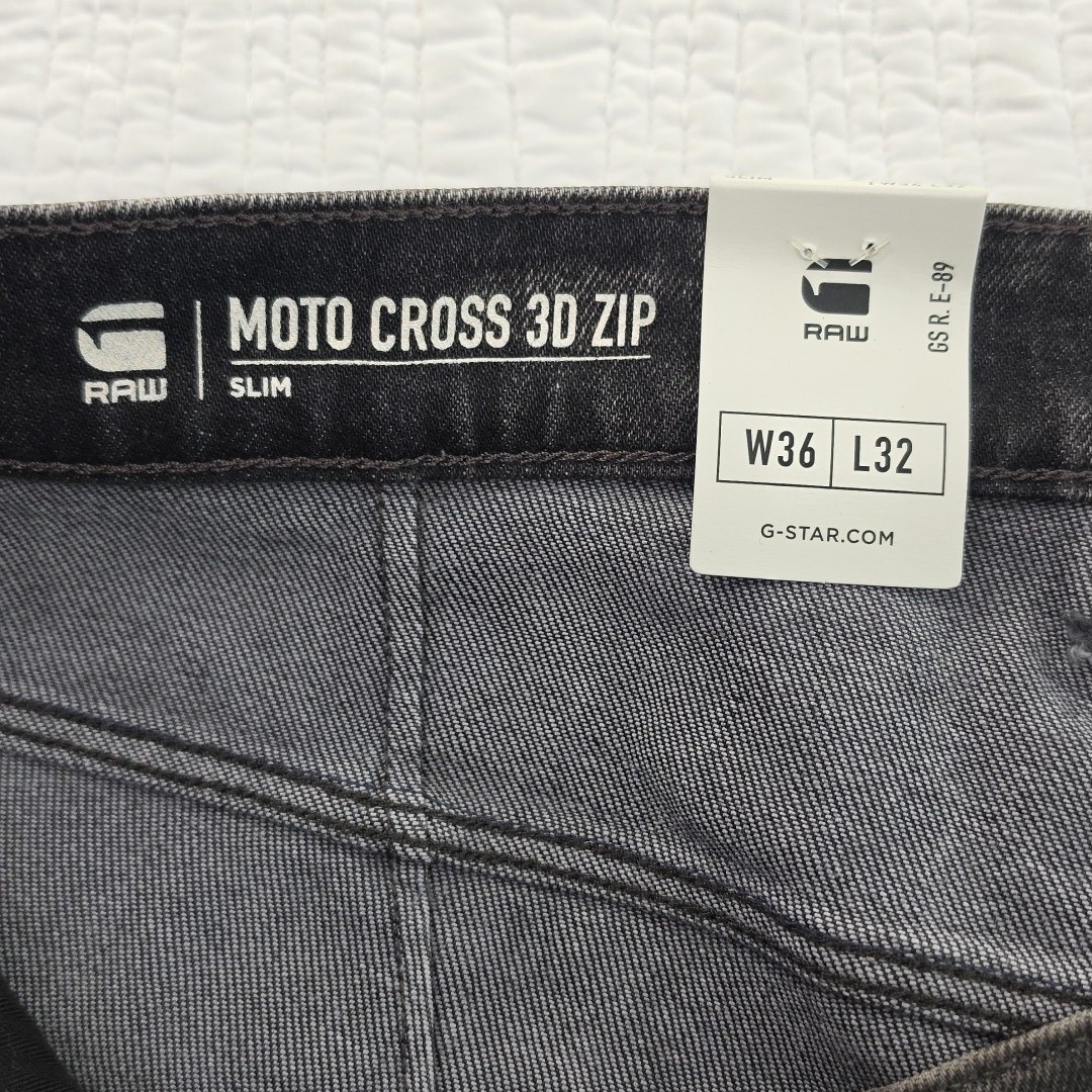 G-Star Raw Mens Black Jeans Ignition Destroyed 36×32 Moto Cross 3D Zip Slim