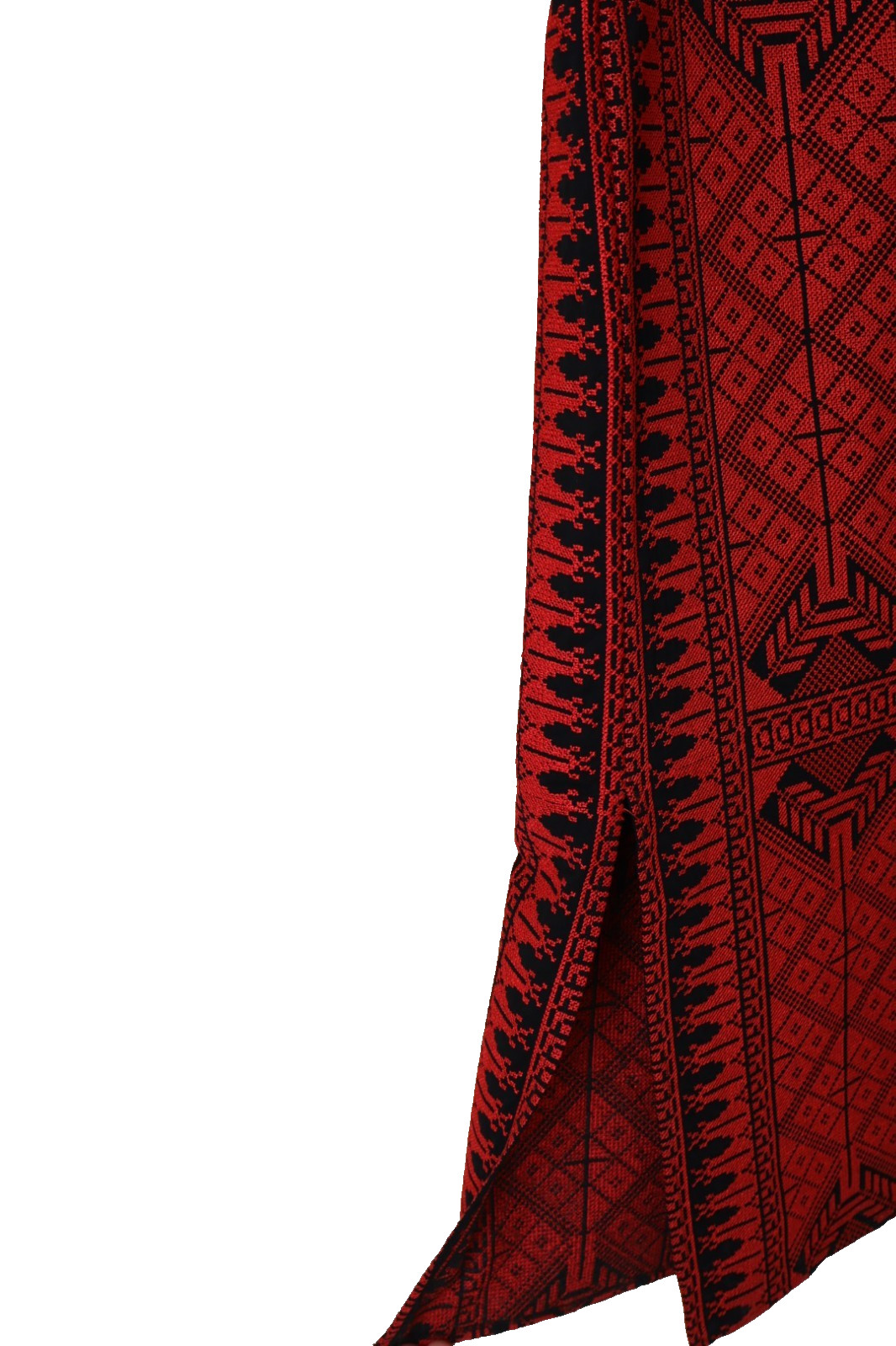 Traditional Red Tatreez Open Abaya Kimono -Embroidered Sleeveless Thobe Vest