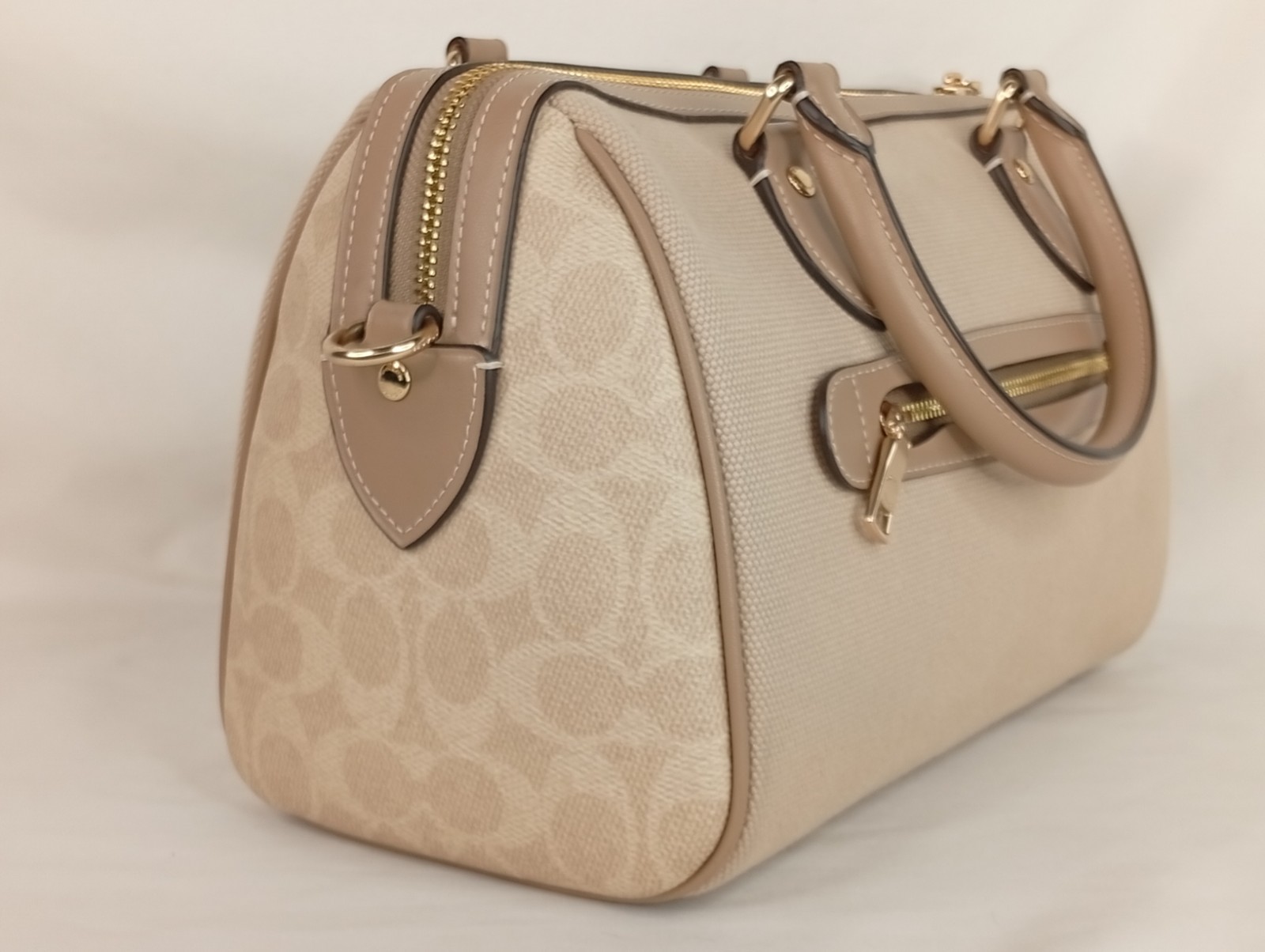 Coach Rowan Satchel Bag In Colorblock w/ Detachable Crossbody Strap Tan CAK58
