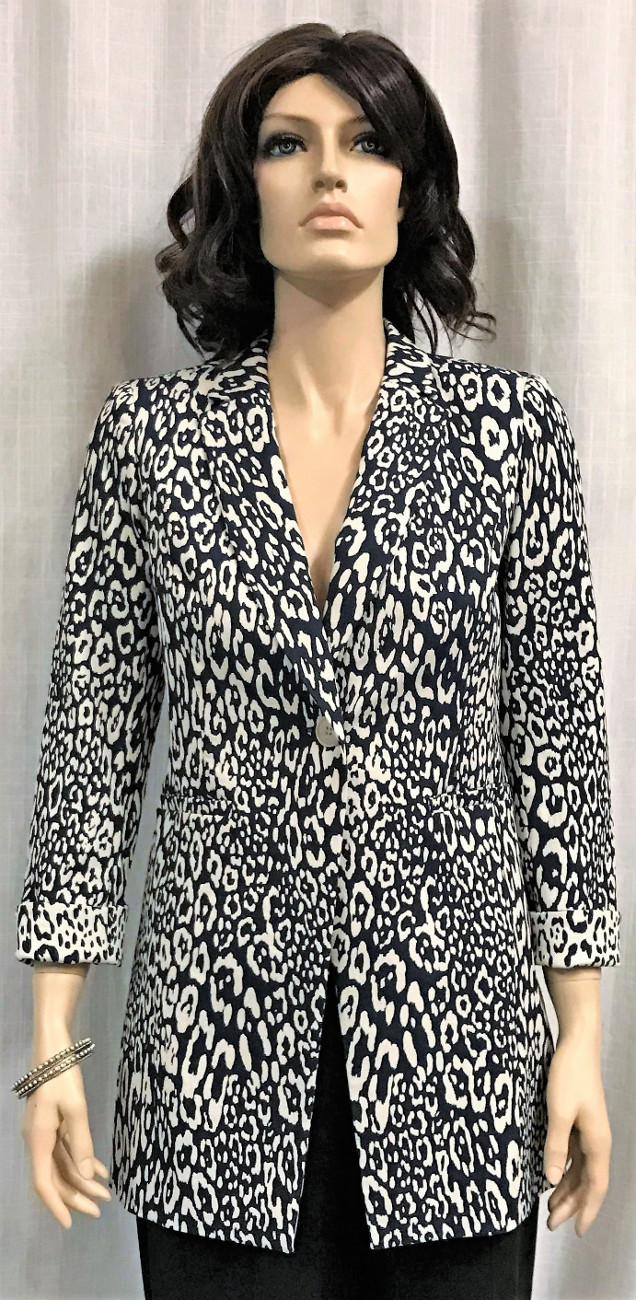 Lafayette 148 New York Leopard Print Tailored Blazer Career Jacket Sz NWT $598