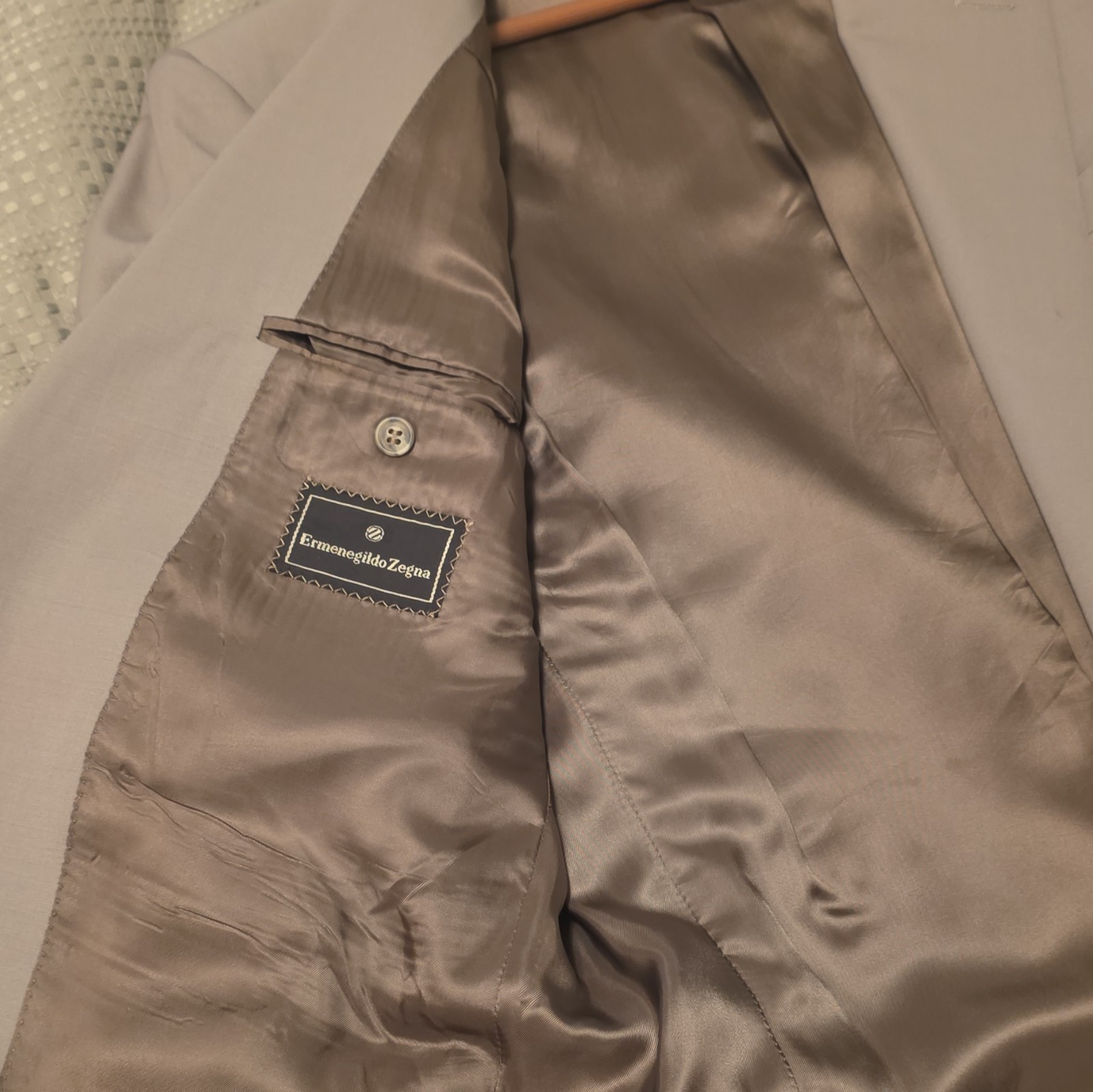 Ermenegildo Zegna Sage/ Light Green Solid Worsted Wool Suit Jacket Super 100’s