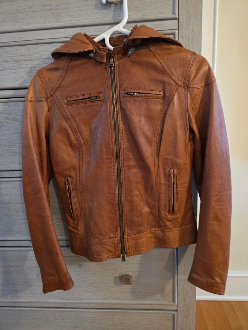 Vera Pelle Chestnut/ Cognac Brown Women’s Leather Jacket Sz Sm
