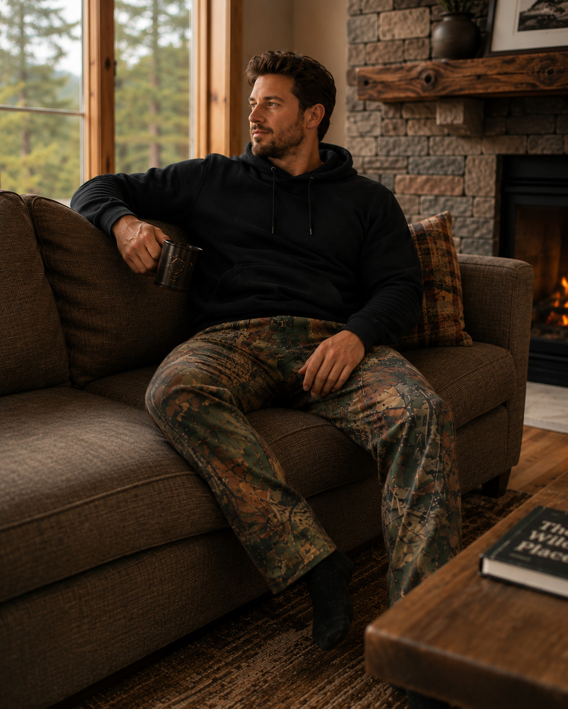 Men’s Open Bottom Cotton Blend Cozy Sweatpants W/ 3 Pockets Yoga Lounge Hunting