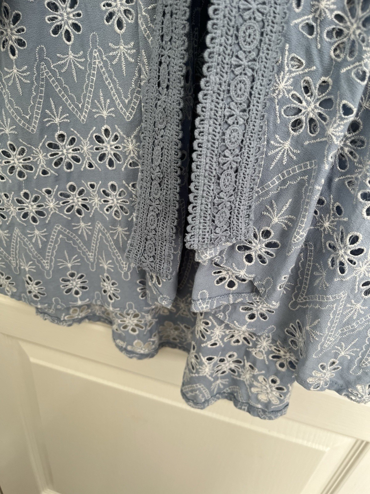 Time For Me Blue Eyelet Kimono Jacket/coverup/robe Size L/XL