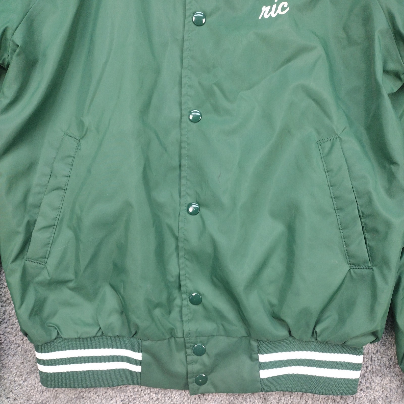 Vintage 80s Hartwell GODZILLA Green Satin Jacket Made In USA Medium 38-40 COOL