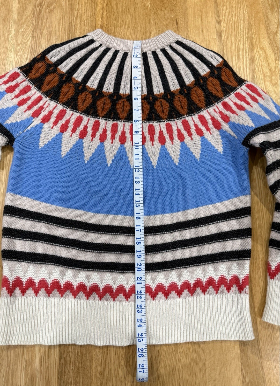 White Stuff Fair Isle Lambswool Jumper UK 14 Blue Nordic Pattern Wool Blend