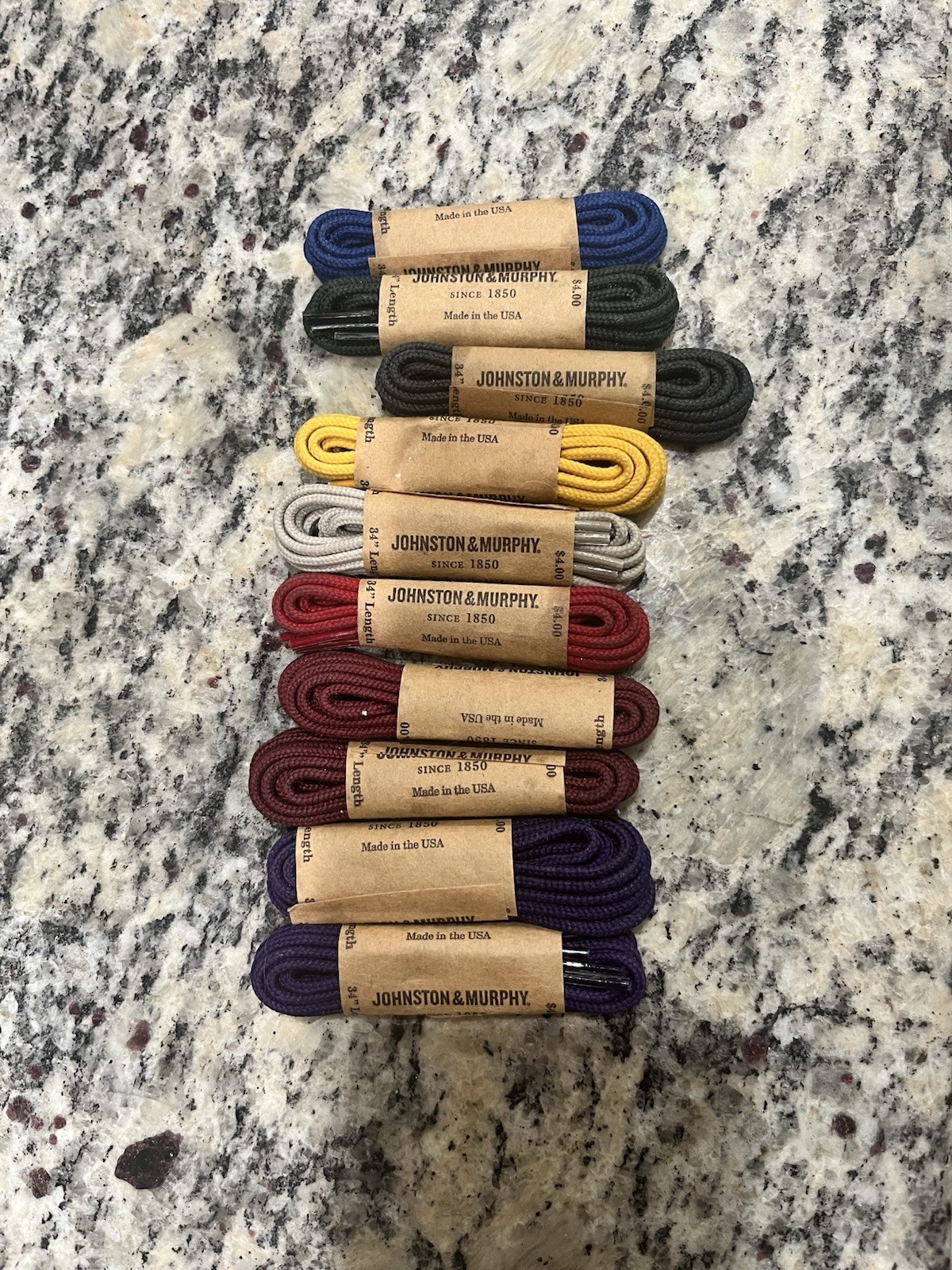 10 Pair Lot Johnston Murphy dress Shoe Laces 34” Colored Marron Red Purple Blue