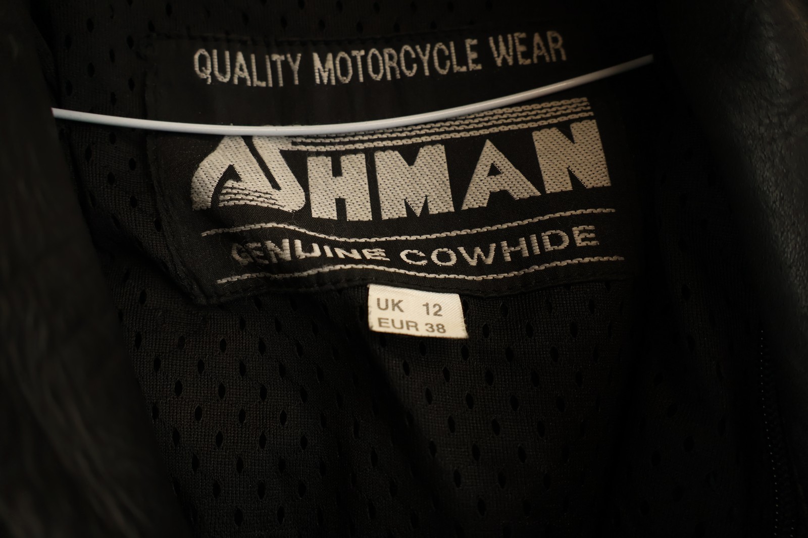 ASHMAN Black Leather Motorbike Jacket size Uk 12 Womens Riding Racing 023727