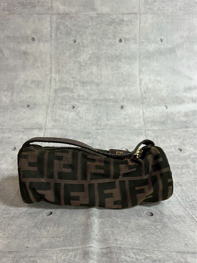Fendi Zucca pattern FF hardware Leather Cylindrical shape Accessosry Pouch