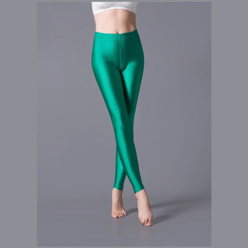 Luxallacki Oily Shiny High Waist Elastic Slim Pants Yoga Leggings Gym Sports